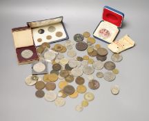 A quantity of silver proof crown and minor coins.