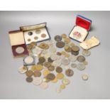 A quantity of silver proof crown and minor coins.