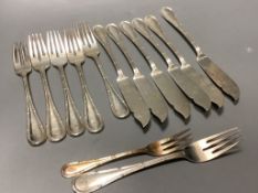 Thirteen items of 800 standard white metal cutlery, 21oz.