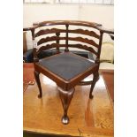A George II corner elbow chair, width 76cm, depth 62cm, height 80cm