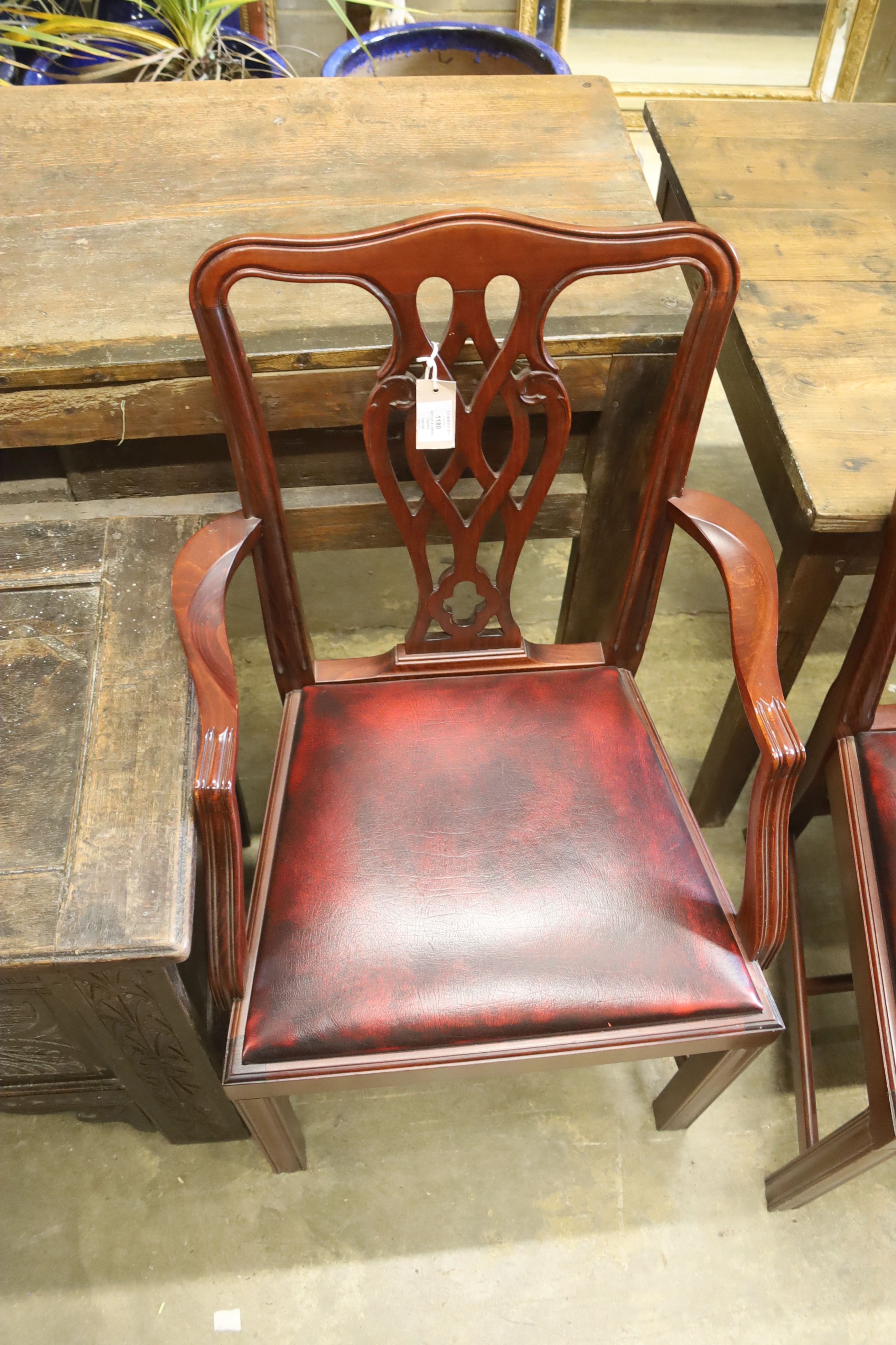 A set of eight Chippendale style mahogany dining chairs (2 arm, 6 single) - Image 2 of 4