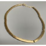 A modern 9ct gold curved link necklet, approx. 38cm,gross 17 grams.