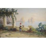 Italian School, oil on panel, Neapolitan coastal landscape, indistinctly signed Stani, 19 x 29cm