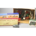 A boxed Britains 155MM gun, a Dinky Supertoys Guy Van 514 and Leyland Cement Wagon 533 and