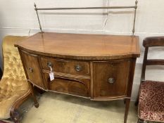 A small George III style mahogany bowfront sideboard, length 115cm, depth 56cm, height 120cm
