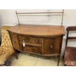 A small George III style mahogany bowfront sideboard, length 115cm, depth 56cm, height 120cm