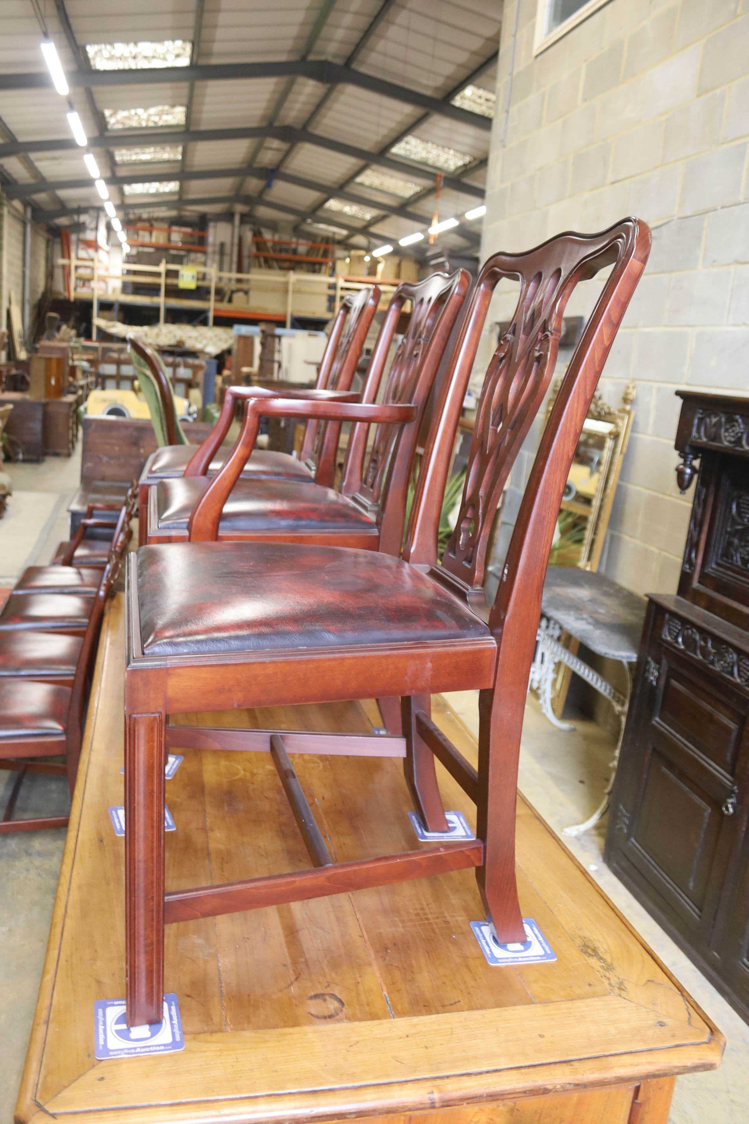 A set of eight Chippendale style mahogany dining chairs (2 arm, 6 single) - Image 4 of 4