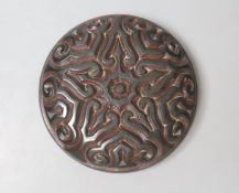 A Chinese 'tixi' lacquer circular box and cover, 8cm diameter