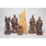A collection of Chinese and Japanese wooden carvings to include an erotic netsuke (7)