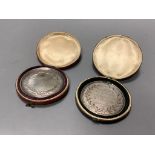 Two cased William IV silver medallions within graved inscriptions, maker JE Terry and Co, London