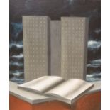 David Hosie (Scottish b.1962), oil on paper, Tower Block 1989, signed, label verso, 64 x 55cm