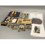 A group of assorted WW1 medals and badges etc;Memorial plaque to 352025 Sgt Edgar L. Buckett,