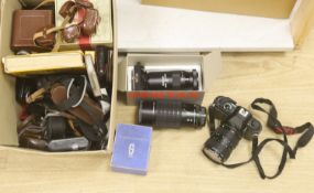 A France and Heidecke Rolleicord twin lens Reflex camera, boxed and assorted camera equipment