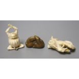 Two ivory carvings and a bronze