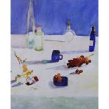 Sophie Knight (1965-), watercolour, Table top still life, signed, 67 x 55cm
