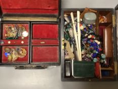 A mixed quantity of assorted costume jewellery etc. including a 9 carat gold dress ring.