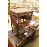 A late Victorian aesthetic movement walnut folding card / occasional table, width 54cm, depth