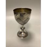 A George III demi fluted silver goblet, maker I.D.London, 1773?, height, 16.4 cm 8 oz.