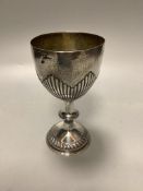 A George III demi fluted silver goblet, maker I.D.London, 1773?, height, 16.4 cm 8 oz.