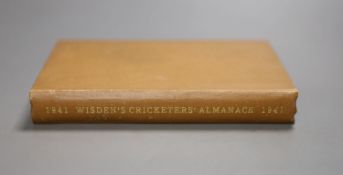 Wisden Cricketer's Almanack, 1941 - pictorial title vignette, photo plates; gilt lettered brown