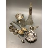 A mixed group of silver including a pair of George III silver Berry spoons, a pair of silver