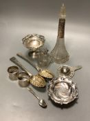 A mixed group of silver including a pair of George III silver Berry spoons, a pair of silver