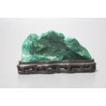 A Chinese malachite brush rest, Qing dynasty, 9.5cm wide