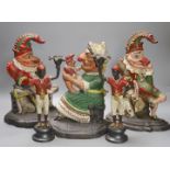 A pair of Victorian cast iron Punch and Judy door stops (later painted), one other and a pair of
