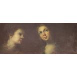 Continental School, oil on board, Study of two women, monogrammed, 24.5 x 35cm