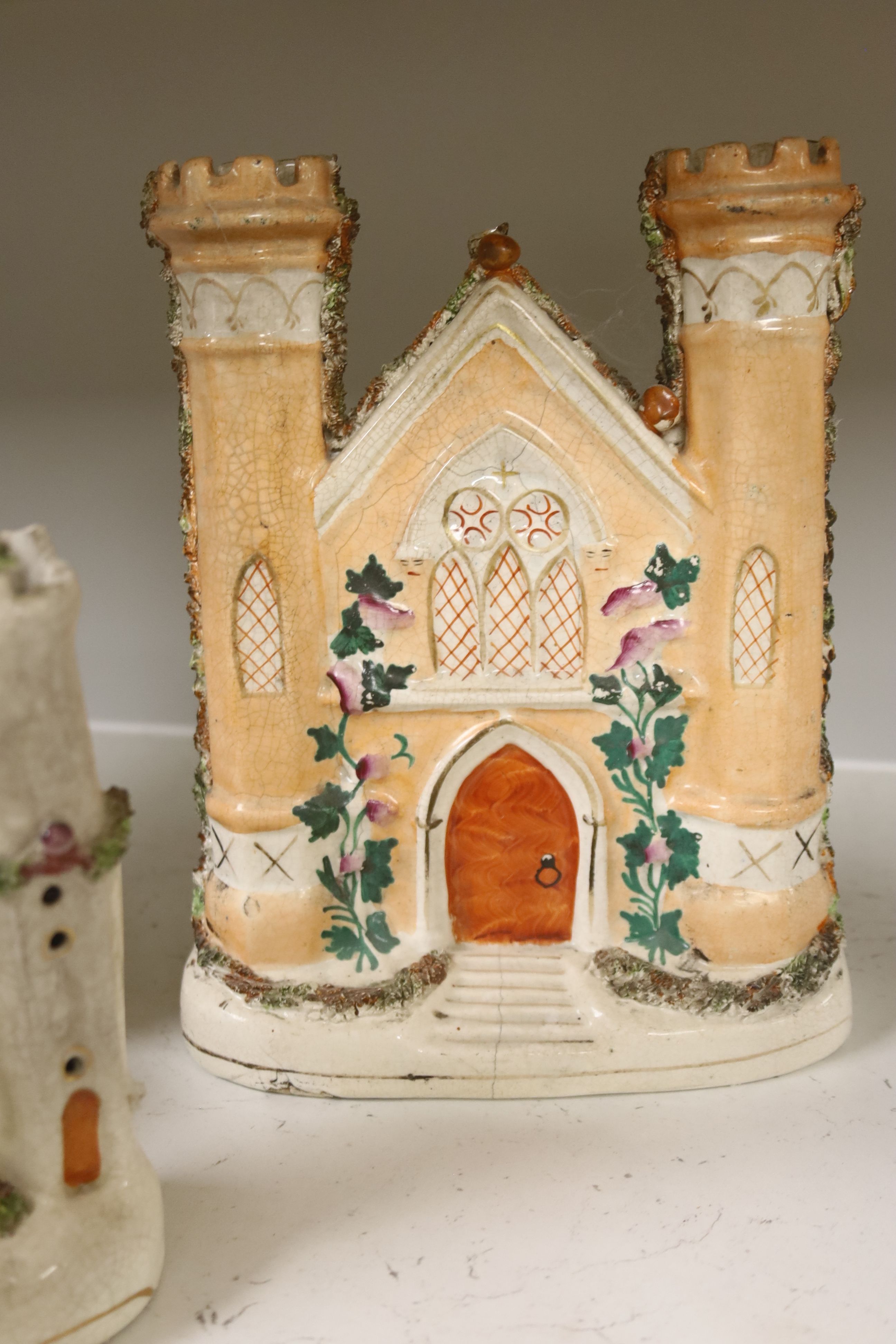 A collection of architectural Staffordshire pottery groups, tallest 22cm - Image 4 of 5