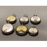 Three base metal Hebdomas pocket watches including one silver and three other Hebdomas style
