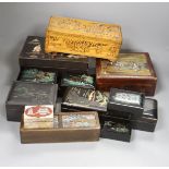 A collection of Chinese lacquered, carved hardwood and other boxes (11)