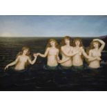 After Evelyn de Morgan, oil on canvas, The Sea Maidens, 125 x 178cm