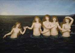After Evelyn de Morgan, oil on canvas, The Sea Maidens, 125 x 178cm
