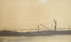 Roger Cecil (1942-2015), pencil and wash, Landscape study, signed and dated '64, 49 x 74cm