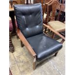A mid century design teak armchair, width 70cm, depth 80cm, height 86cm