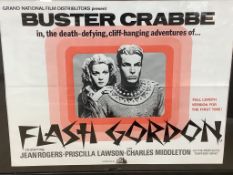 A large Flash Gordon poster, framed, 97 x 75cm