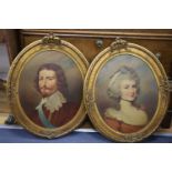 J.C.Walshe, pair of oils on board, Portraits of an 18th century lady and gentleman, signed and dated