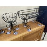 Two painted wrought iron planters, larger width 91cm, depth 38cm, height 50cm