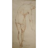 William Dring (1904-1990), coloured pencil, Standing nude, signed and dated '25, 43 x 23cm