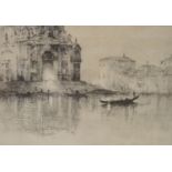 English School, etching, Gondola's on the water, indistinctly signed in pencil, 49/80, 25 x 35cm