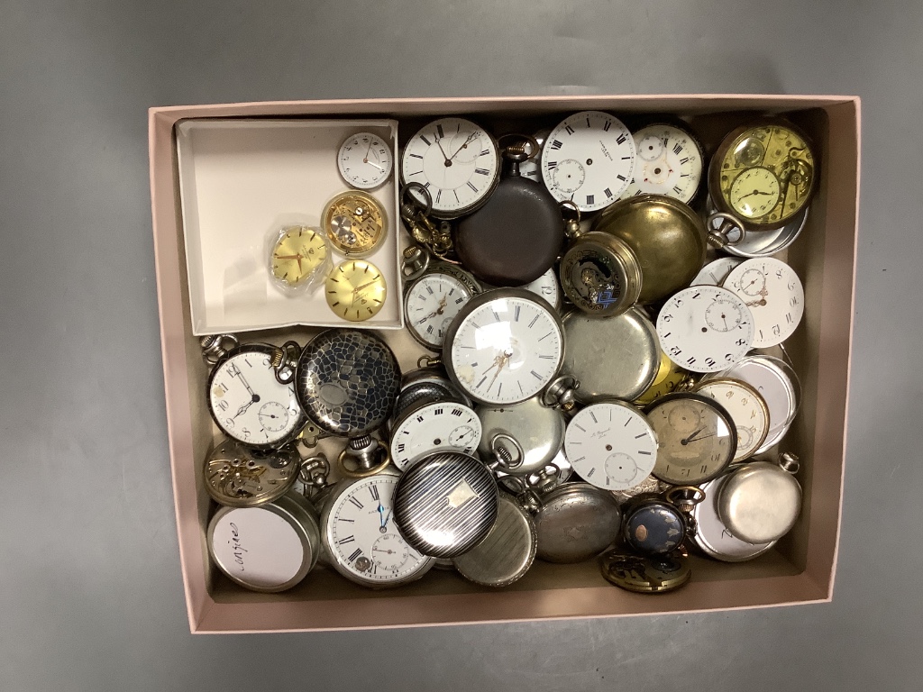 A collection of assorted base metal pocket watches and movements including Zenith & Longines, - Image 2 of 3