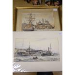 Max Parsons A.R.C.A. (1915-1998), a watercolour of 'Princes Pier', Hull and three other Hull-related