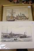 Max Parsons A.R.C.A. (1915-1998), a watercolour of 'Princes Pier', Hull and three other Hull-related
