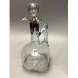 An Edwardian silver mounted glass claret jug with glass stopper, by Horton and Allday, Birmingham