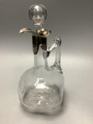 An Edwardian silver mounted glass claret jug with glass stopper, by Horton and Allday, Birmingham