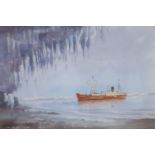 Sydney Vale (1916-1991), watercolour, Antarctic Exploration Ship, 35 x 51cm