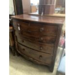 A Victorian mahogany bow front chest, width 108cm, depth 52cm, height 109cm