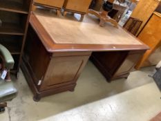 A reproduction Victorian style mahogany partner's desk, width 198cm, depth 124cm, height 76cmA large