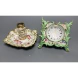An English porcelain watch stand, probably Ridgway c.1830 and a Coalport style 'Turk's head'
